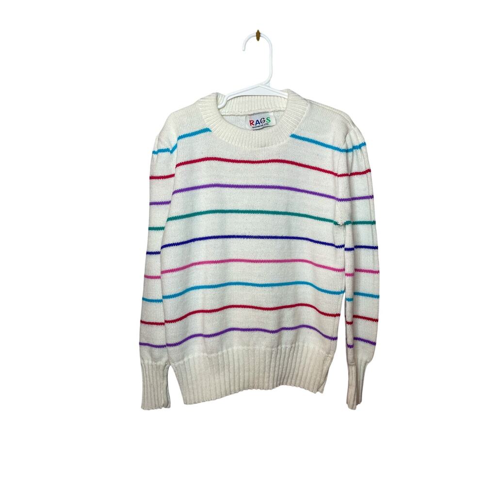 Vintage 80s Multicolor Rags Knitwear Ltd. Stripe Sweater